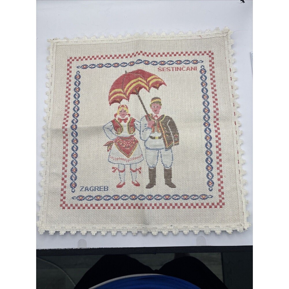 Croatian Needlepoint Wall Hanging Tapestry Zagreb  Sestincani